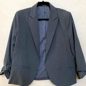 Amanda & Chelsea  3/4 Ruched/Scrunch Sleeve Blazer, slate green, woman, size 14